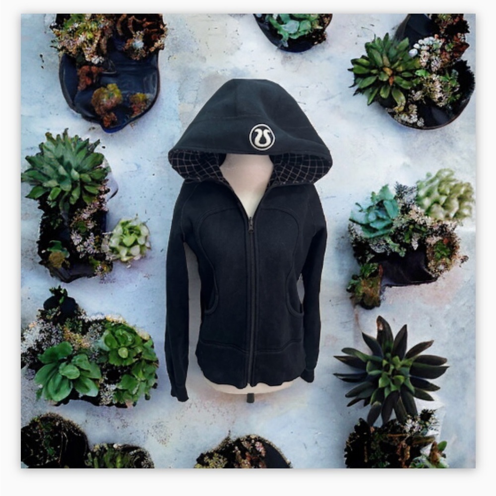 Lululemon Black Reversible Scuba Hoodie -fleece lined Size 6 EUC​ - Picture 7 of 11